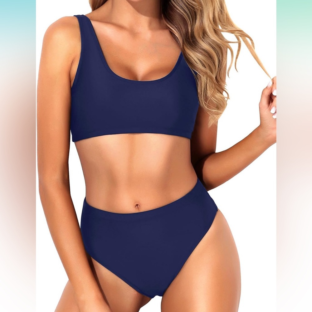 Tempt me NWT navy high rise bikini - large